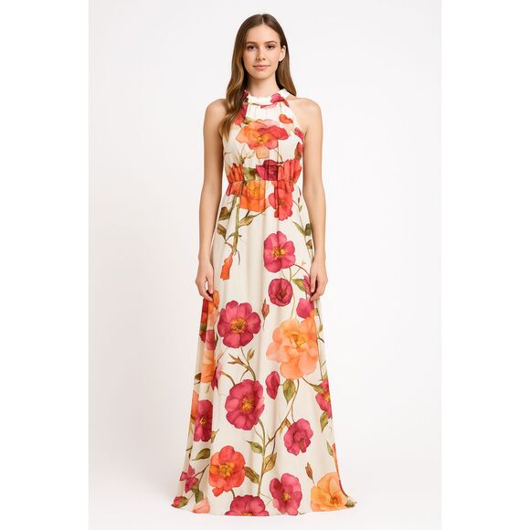 Hope & Ivy Dresses & Skirts - Hope & Ivy Womens White Floral Maxi Dress 2  Bridal Era Regencycore